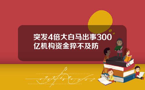 突发4倍大白马出事300亿机构资金猝不及防