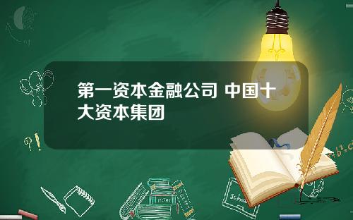 第一资本金融公司 中国十大资本集团