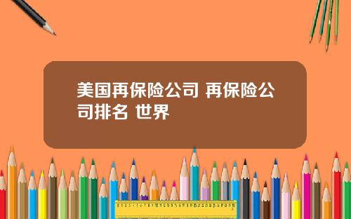 美国再保险公司 再保险公司排名 世界