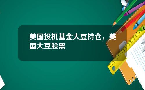 美国投机基金大豆持仓,美国大豆股票