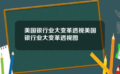 美国银行业大变革透视美国银行业大变革透视图