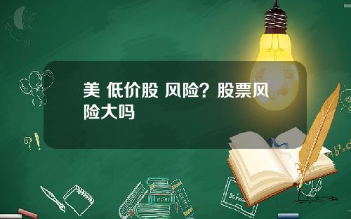 美 低价股 风险?股票风险大吗