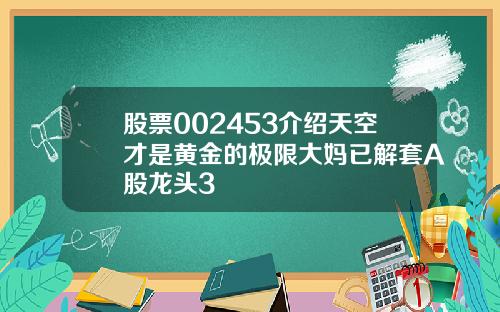 股票002453介绍天空才是黄金的极限大妈已解套A股龙头3