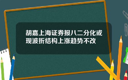 胡嘉上海证券报八二分化或现波折结构上涨趋势不改