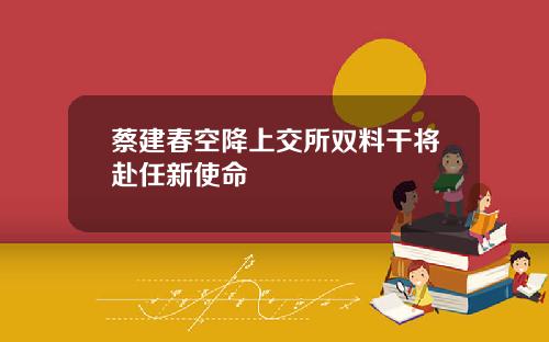 蔡建春空降上交所双料干将赴任新使命