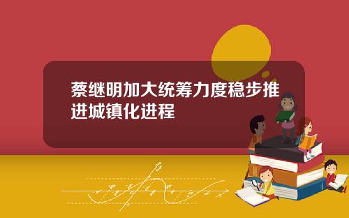 蔡继明加大统筹力度稳步推进城镇化进程