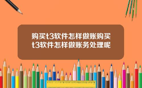 购买t3软件怎样做账购买t3软件怎样做账务处理呢