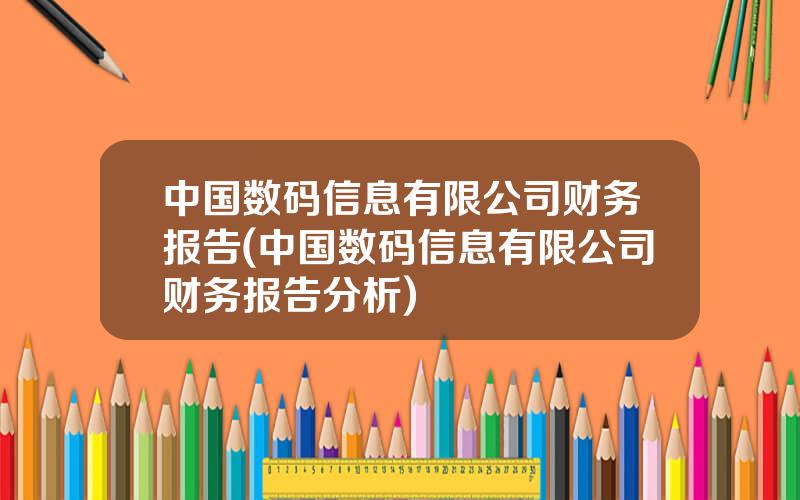 中国数码信息有限公司财务报告(中国数码信息有限公司财务报告分析)