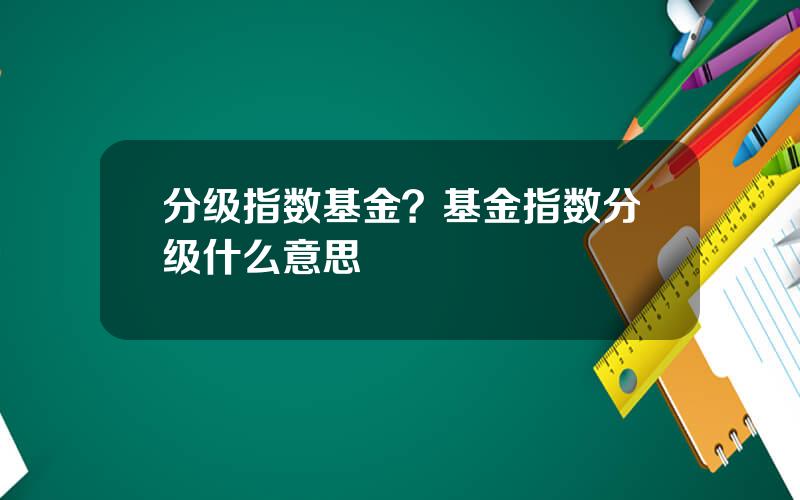 分级指数基金？基金指数分级什么意思