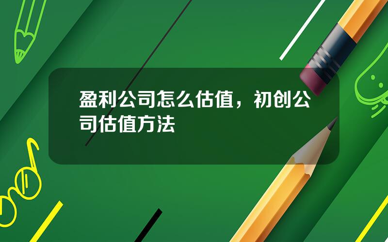盈利公司怎么估值，初创公司估值方法