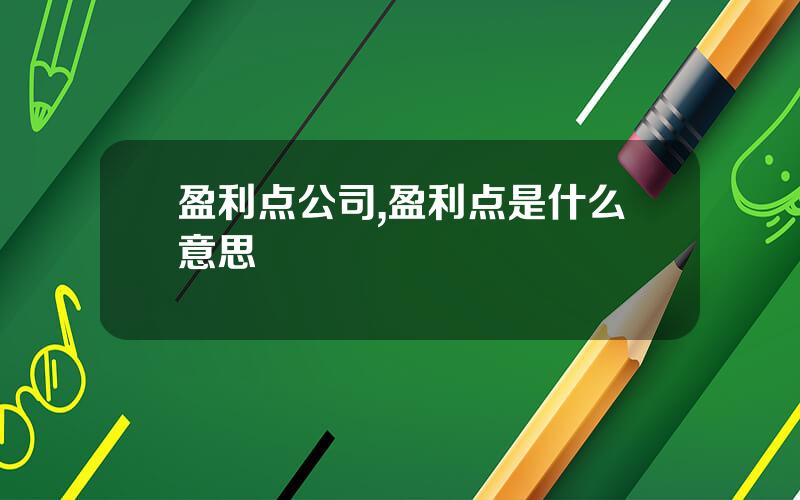 盈利点公司,盈利点是什么意思