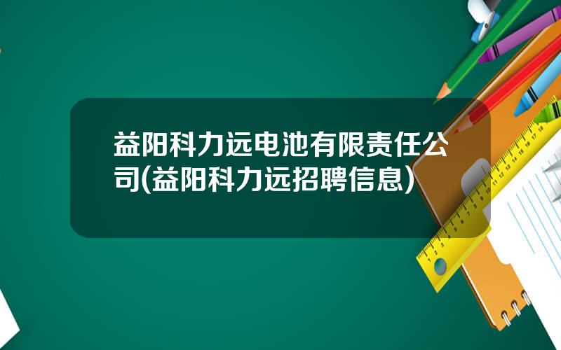 益阳科力远电池有限责任公司(益阳科力远招聘信息)