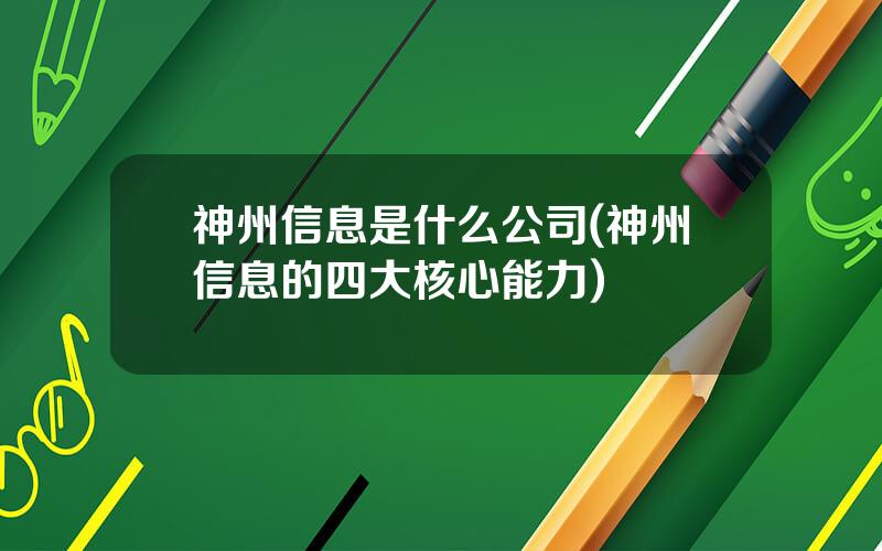 神州信息是什么公司(神州信息的四大核心能力)