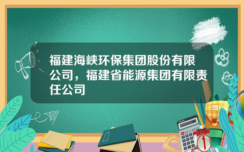 福建海峡环保集团股份有限公司，福建省能源集团有限责任公司