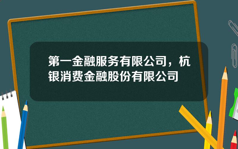 第一金融服务有限公司，杭银消费金融股份有限公司