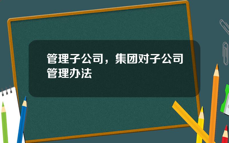 管理子公司，集团对子公司管理办法