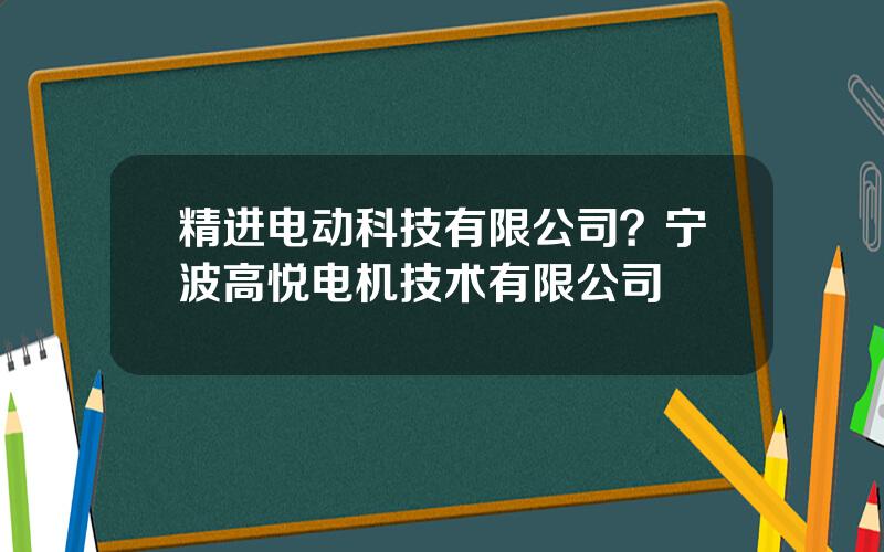 精进电动科技有限公司？宁波高悦电机技术有限公司