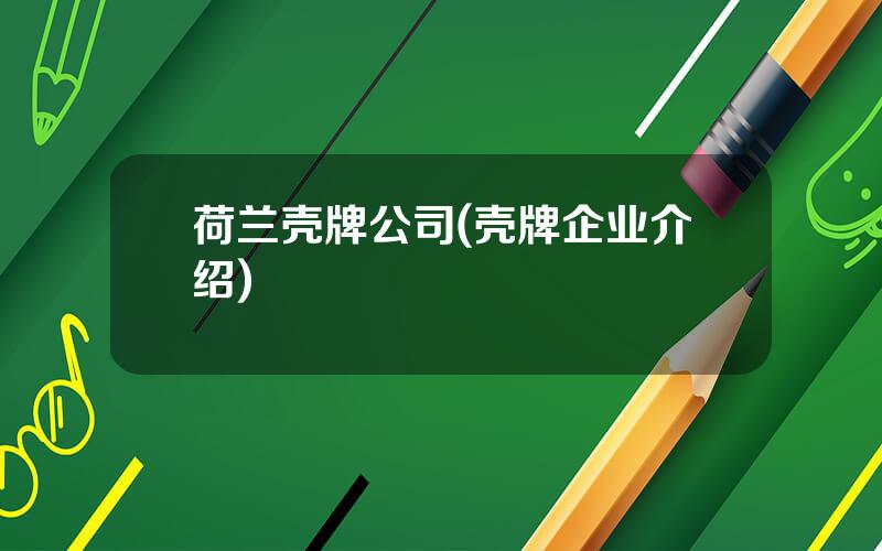 荷兰壳牌公司(壳牌企业介绍)
