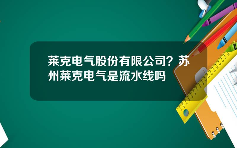 莱克电气股份有限公司？苏州莱克电气是流水线吗