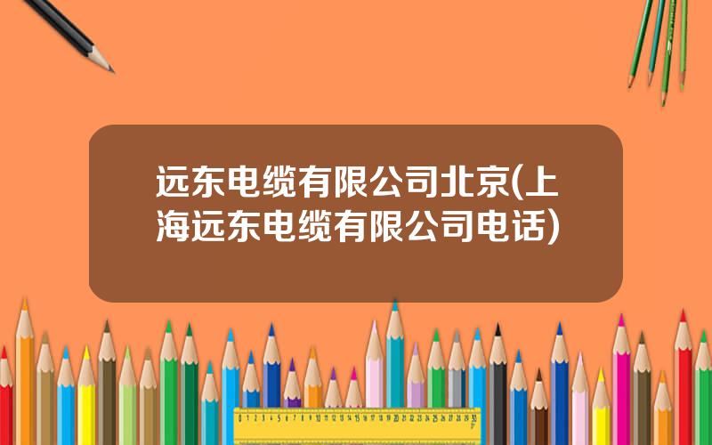 远东电缆有限公司北京(上海远东电缆有限公司电话)